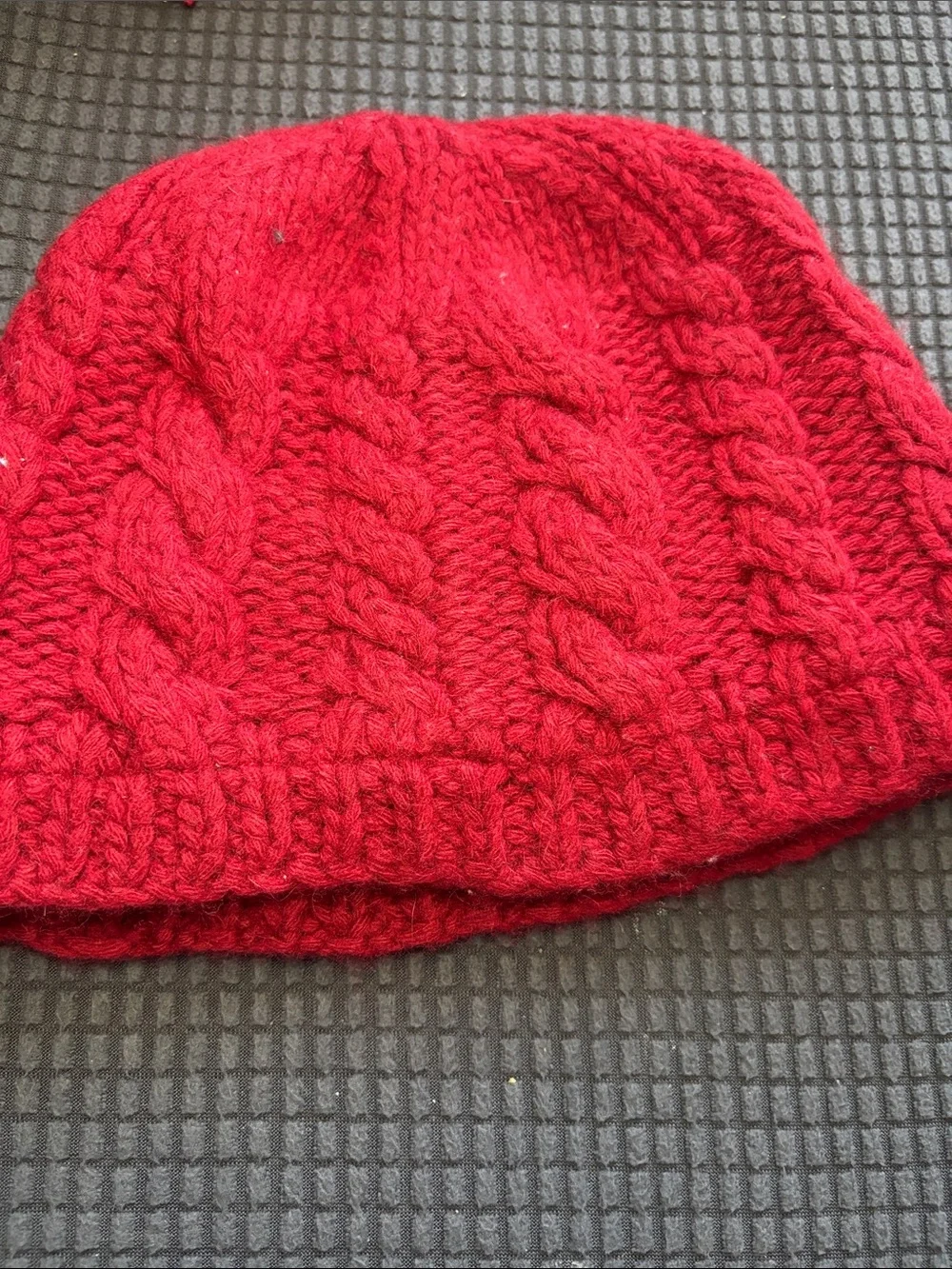 Red Cable Knit Kids Beanie